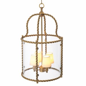 Casa Padrino Luxus Hängeleuchte Vintage Messing / Weiß H. 72,5 cm - Luxus Qualität