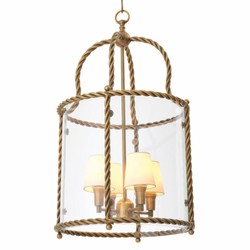 Casa Padrino lámpara colgante de lujo latón vintage / blanco Al. 72,5 cm - Calidad de lujo