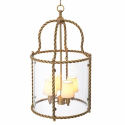Casa Padrino lámpara colgante de lujo latón vintage / blanco Al. 72,5 cm - Calidad de lujo