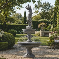Casa Padrino fontaine baroque gris Ø 152 x H. 330 cm - Magnifique fontaine de jardin