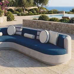Casa Padrino sofá esquinero de lujo izquierdo gris / azul 335 x 281 cm - Sofá modular de hormigón