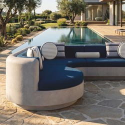Casa Padrino sofá esquinero de lujo izquierdo gris / azul 335 x 281 cm - Sofá modular de hormigón