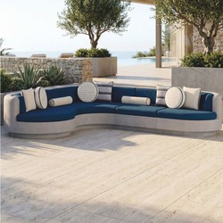 Casa Padrino sofá esquinero de lujo izquierdo gris / azul 335 x 281 cm - Sofá modular de hormigón