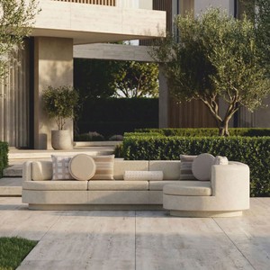 Casa Padrino sofá esquinero de lujo lado derecho crema 335 x 281 cm - Sofá modular de hormigón
