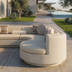 Casa Padrino sofá esquinero de lujo lado derecho crema 335 x 281 cm - Sofá modular de hormigón