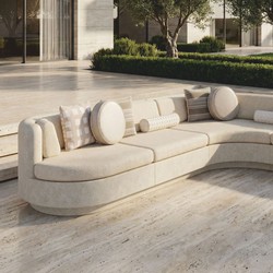 Casa Padrino sofá esquinero de lujo lado derecho crema 335 x 281 cm - Sofá modular de hormigón