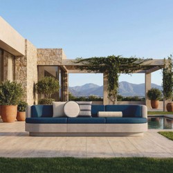 Casa Padrino Luxury Concrete Sofa Gray / Blue 294 cm - Living Room & Garden Sofa