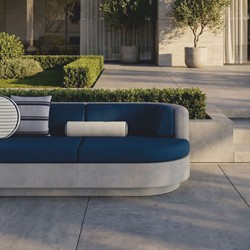Casa Padrino Luxury Concrete Sofa Gray / Blue 294 cm - Living Room & Garden Sofa