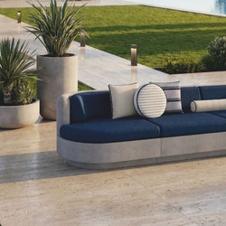 Casa Padrino Luxury Concrete Sofa Gray / Blue 294 cm - Living Room & Garden Sofa