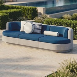 Casa Padrino Luxury Concrete Sofa Gray / Blue 294 cm - Living Room & Garden Sofa