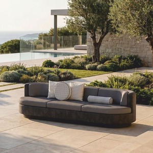 Casa Padrino sofá de lujo de hormigón antracita / gris 294 cm - Sofá de salón y jardín