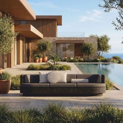Casa Padrino Luxury Concrete Sofa Anthracite / Gray 294 cm - Living Room & Garden Sofa
