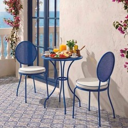 Casa Padrino Luxury Art Nouveau Wrought Iron Garden Set Blue / Cream White - Hotel & Garden Furniture