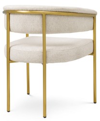Casa Padrino chaise de salle à manger de luxe avec accoudoirs blanc crème / laiton - Mobilier de salle à manger