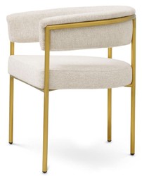 Casa Padrino chaise de salle à manger de luxe avec accoudoirs blanc crème / laiton - Mobilier de salle à manger