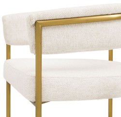 Casa Padrino chaise de salle à manger de luxe avec accoudoirs blanc crème / laiton - Mobilier de salle à manger