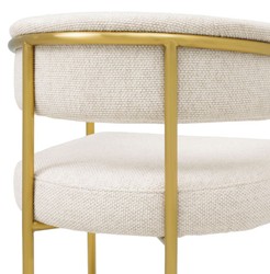 Casa Padrino chaise de salle à manger de luxe avec accoudoirs blanc crème / laiton - Mobilier de salle à manger