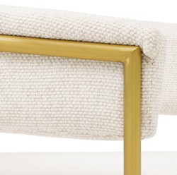 Casa Padrino chaise de salle à manger de luxe avec accoudoirs blanc crème / laiton - Mobilier de salle à manger