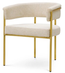 Casa Padrino chaise de salle à manger de luxe avec accoudoirs blanc crème / laiton - Mobilier de salle à manger