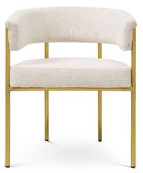 Casa Padrino chaise de salle à manger de luxe avec accoudoirs blanc crème / laiton - Mobilier de salle à manger
