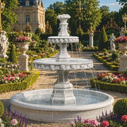 Casa Padrino fontana barocco con cornice grigio Ø 113 x A. 107 cm - Fontana da giardino nostalgica