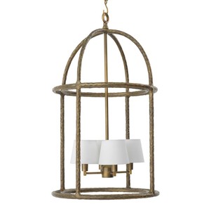 Casa Padrino Luxus Hängeleuchte Vintage Messing / Weiß H. 93,5 cm - Luxus Qualität
