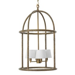Casa Padrino lámpara colgante de lujo latón vintage / blanco Al. 93,5 cm - Calidad de lujo