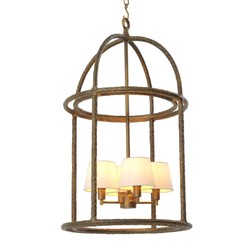Casa Padrino lámpara colgante de lujo latón vintage / blanco Al. 93,5 cm - Calidad de lujo