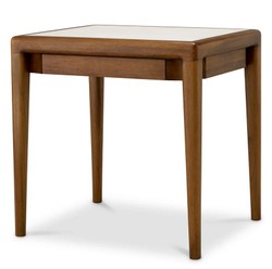 Casa Padrino tavolino di lusso in mogano con piano in marmo e cassetto marrone / beige
