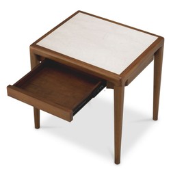 Casa Padrino tavolino di lusso in mogano con piano in marmo e cassetto marrone / beige