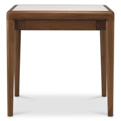 Casa Padrino tavolino di lusso in mogano con piano in marmo e cassetto marrone / beige