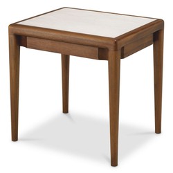 Casa Padrino tavolino di lusso in mogano con piano in marmo e cassetto marrone / beige