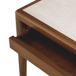 Casa Padrino tavolino di lusso in mogano con piano in marmo e cassetto marrone / beige