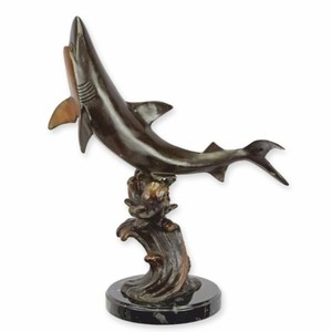 Casa Padrino Decorative Bronze Sculpture Shark Gray / Black H. 69.3 cm - Bronze Figurine