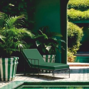 Casa Padrino Tumbona de Jardín de Lujo  con Reposabrazos Blanco / Verde 198 cm - Muebles de Hotel y Jardín