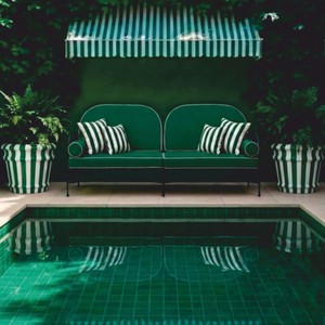 Casa Padrino sofá de lujo de hierro forjado verde / negro 240 cm - Sofá para hotel y jardín