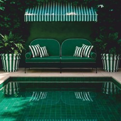 Casa Padrino Luxury Wrought Iron Sofa Green / Black 240 cm - Hotel & Garden Sofa