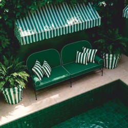 Casa Padrino Luxury Wrought Iron Sofa Green / Black 240 cm - Hotel & Garden Sofa