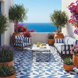 Casa Padrino Luxury Wrought Iron Armchair Blue / White / Black - Hotel & Garden Armchair