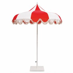 Casa Padrino sombrilla de lujo blanco / rojo Ø 200 x Al. 250 cm - Muebles de hoteles y jardines VPP