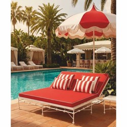 Casa Padrino sombrilla de lujo blanco / rojo Ø 200 x Al. 250 cm - Muebles de hoteles y jardines VPP