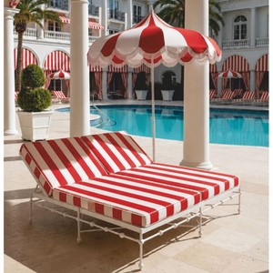 Casa Padrino Tumbona Doble de Jardín de Lujo Blanco / Rojo 160 x 190 cm - Muebles de Hotel y Jardín VPP