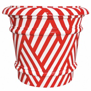Casa Padrino pot de fleurs en céramique de luxe blanc / rouge Ø 62 x H. 51 cm - Décoration de jardin VPP