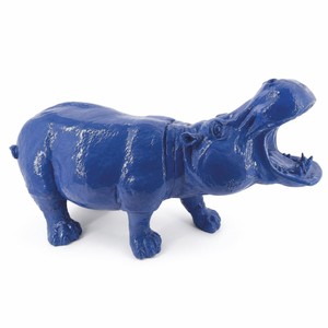 Casa Padrino Decorative Hippo Sculpture Blue 120 cm - Garden Decorative Figure