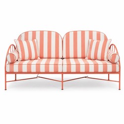 Casa Padrino Luxury Wrought Iron Sofa Pink / White 240 cm - Hotel & Garden Sofa