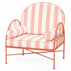 Casa Padrino Luxury Wrought Iron Armchair Pink / White - Hotel & Garden Armchair