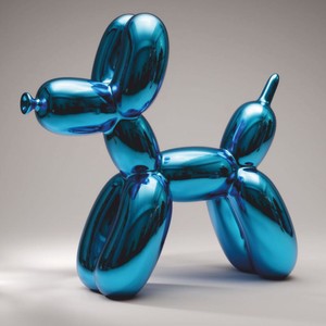 Casa Padrino Decorative Sculpture Balloon Dog Chrome Blue 120 cm - Large Garden Figurine