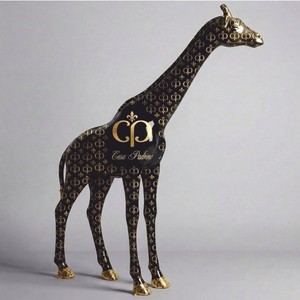 Casa Padrino XXL decorative sculpture giraffe black / gold H. 320 cm - Huge garden figure CPB