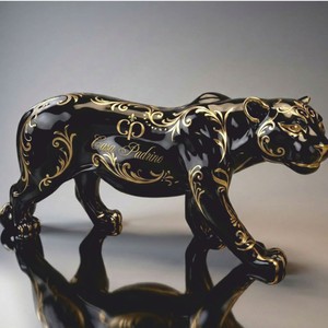 Casa Padrino Decorative Panther Sculpture Black / Gold 160 cm - Garden Decorative Figure CPB
