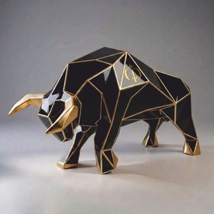 Casa Padrino escultura decorativa XXL toro oro / negro 220 cm - Figura de jardín abstracta CPB